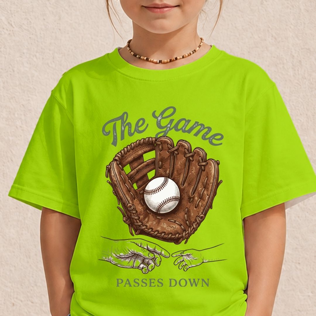 Kid's Neon Green Baseball T-Shirt Mockup