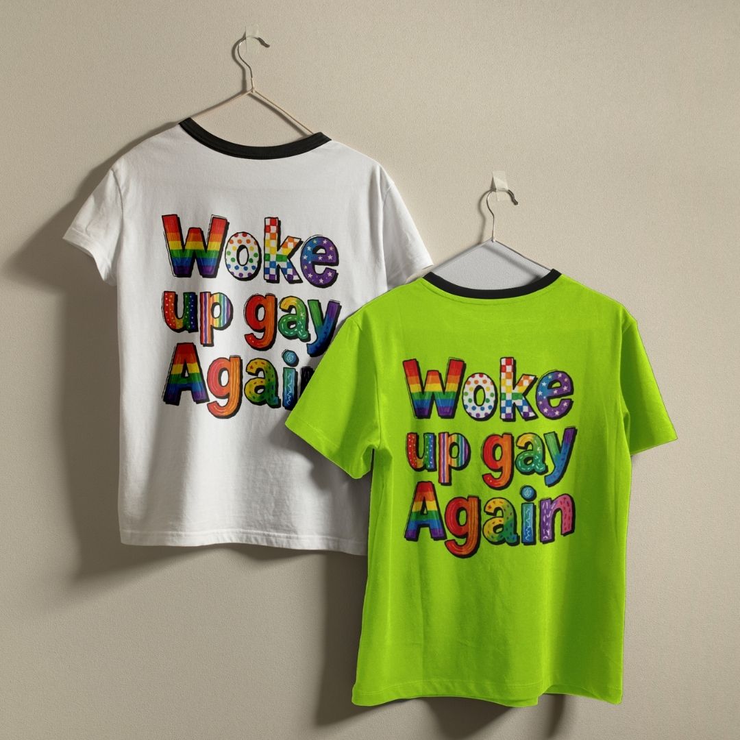 Pride Woke Up Gay Again PNG | Retro Ringer Tee Sublimation Graphic File