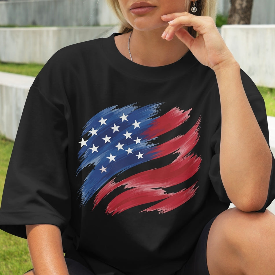 Patriotic USA Flag PNG - 4th of July Paint Stroke Shirt Design A 1523