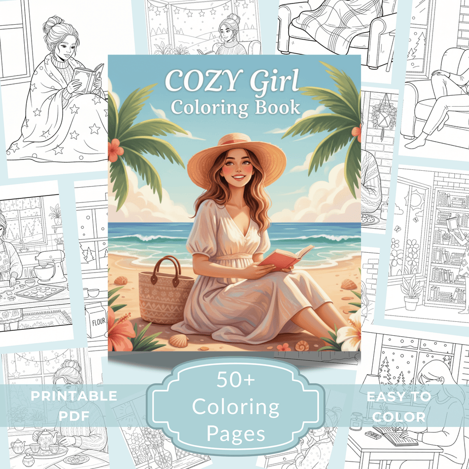 50CozyGirlColoringBookPrintableRelaxingPagesPDF