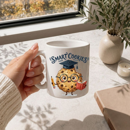 Smart Cookies Graduation Coffee Mug, Cute Cookie Graduate Ceramic Cup, School Teacher Gift, Last Day of School Office Desk Drinkware