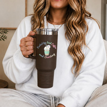 Nurse Tumbler Wrap Design PNG, Cute 40oz Cup Graphics, Coffee and Charting Digital Download