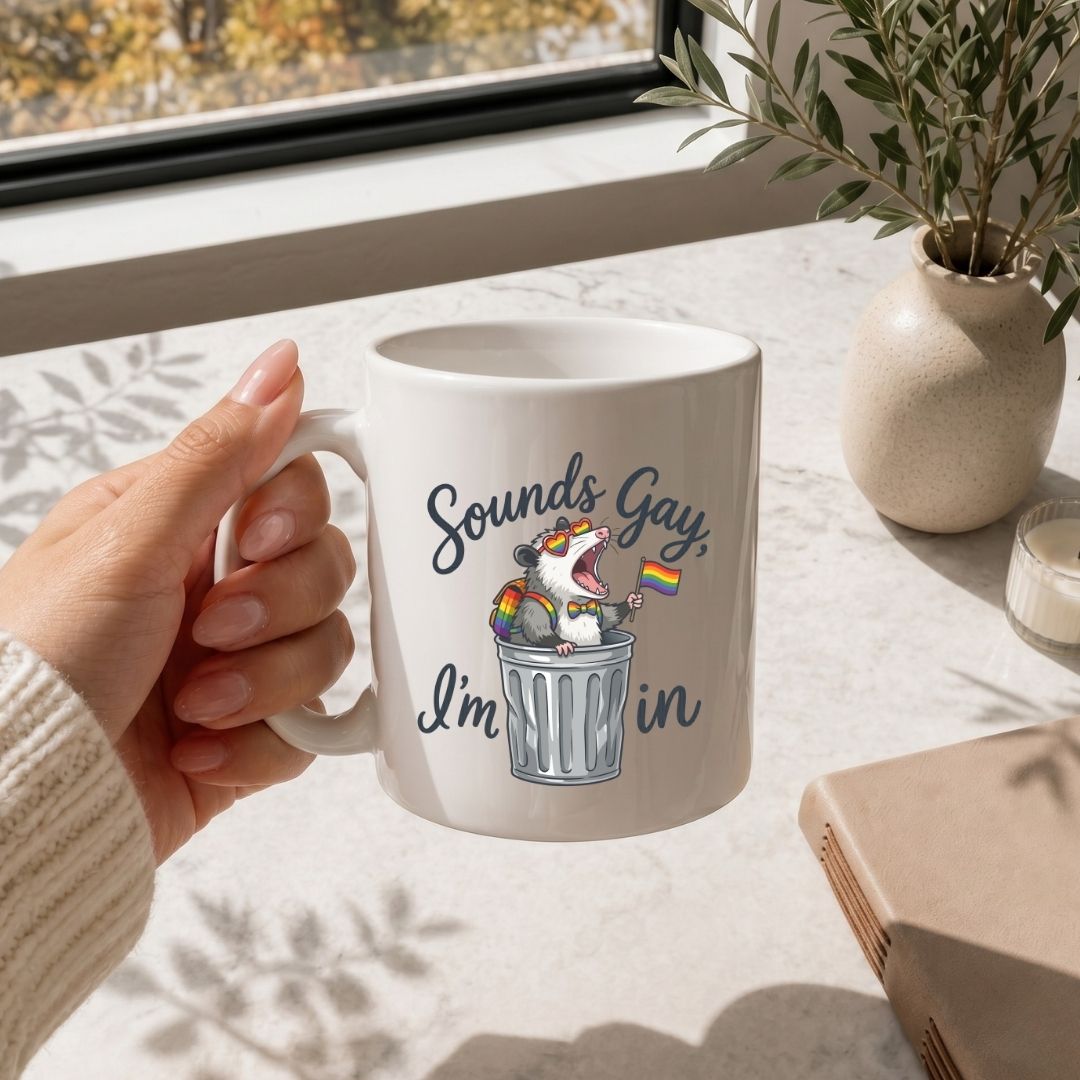 LGBTQ Pride Opossum Mug PNG | Sounds Gay I'm In Sublimation Wrap