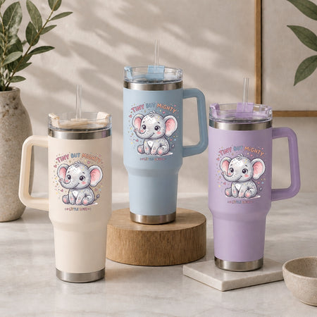 Insulated Travel Tumblers Set with Elephant Graphic