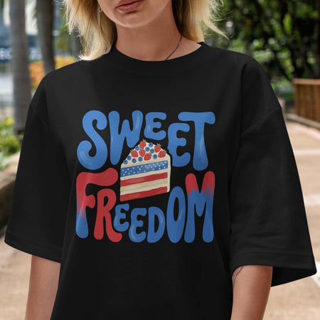 Aesthetic Sweet Freedom PNG | Classic Black Patriotic T-Shirt Graphic File