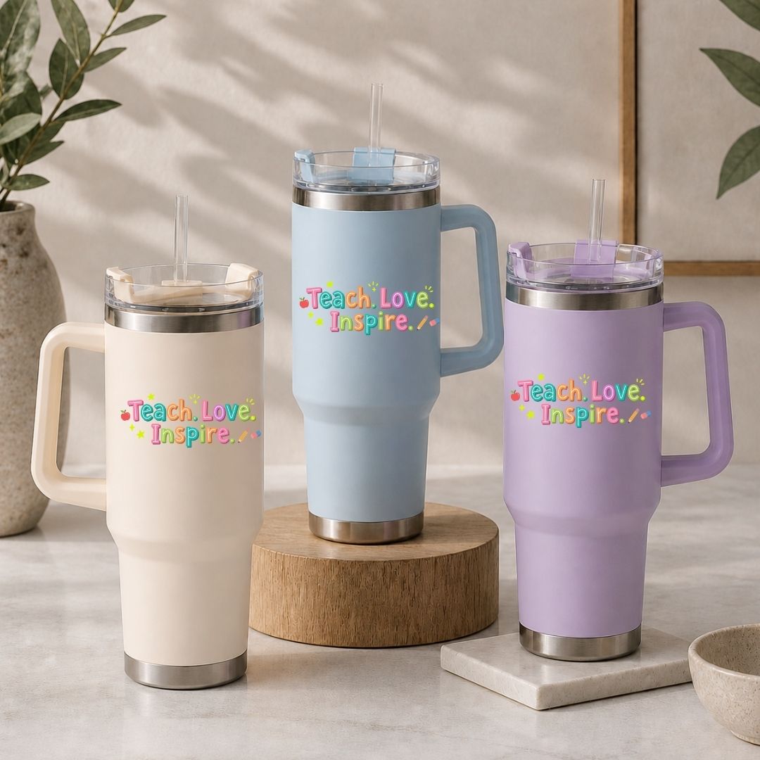 Colorful Teacher 40oz Tumbler Wrap PNG, Retro Back to School Cup Design, Holiday Digital Download File
