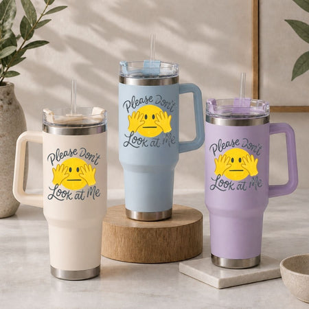 Funny Sarcastic Tumbler Wrap PNG, Shy Emoji 40oz Cup Design, Digital File Download