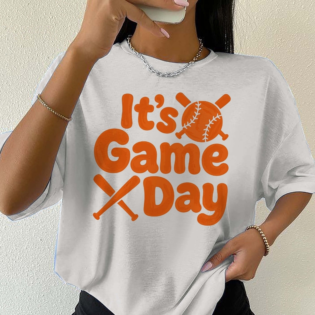 Vintage It's Game Day Baseball PNG | Classic White Tee Sublimation File