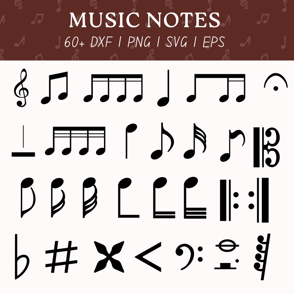 60MusicNotesSVGBundleMusicalSymbolsClipart
