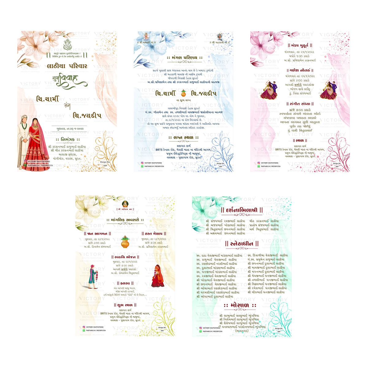Charmi & Jaydeep Wedding Invitation Template, Editable Digital Indian Marriage Invite, Printable Cultural Ceremony Bundle, Personalizable Event Design   