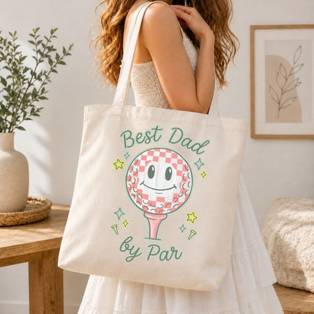 Golf Enthusiast Tote Bag Graphic File, Best Dad By Par SVG, Cute Fathers Day Gift Clipart PNG
