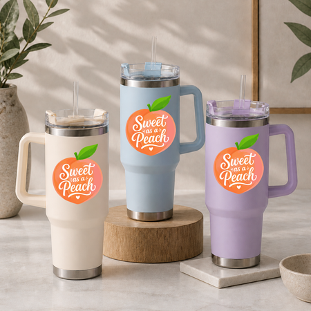 Sweet As A Peach 40oz Tumbler Wrap PNG, Retro Southern Fruit Cup Graphics, Summer Travel Digital Download