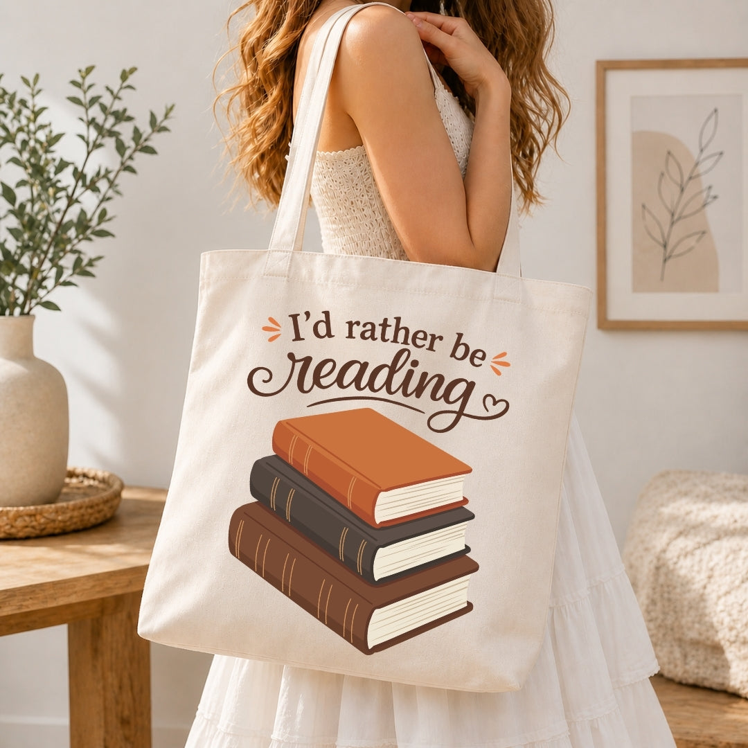 Aesthetic Canvas Tote Bag with Literary Book Print