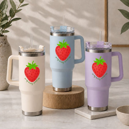 Sweet Strawberry 40oz Tumbler Wrap PNG, Retro Berry Sweet Era Cup Graphics, Summer Travel Digital Download
