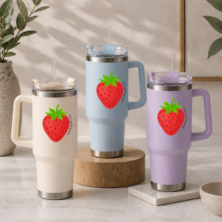 Sweet Strawberry 40oz Tumbler Wrap PNG, Retro Fruit Pun Cup Graphics, Summer Travel Digital Download