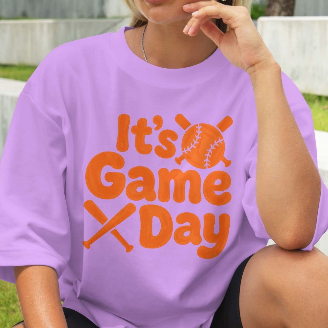 Retro Baseball Game Day PNG | Pastel Purple Shirt Sublimation Graphic