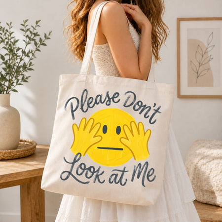 Anti Social Tote Bag Graphic File, Funny Shy Emoji SVG, Introvert Humor Clipart PNG