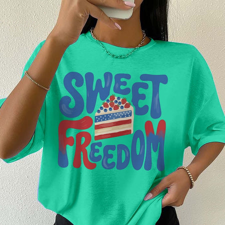 Trendy Sweet Freedom PNG | Mint Green USA Flag Cake Shirt Sublimation Design