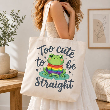 Vintage Too Cute To Be Straight PNG | Canvas Tote Bag Pride Sublimation