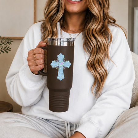 Aesthetic Watercolor Cross PNG | 40oz Travel Tumbler Cup Sublimation Wrap