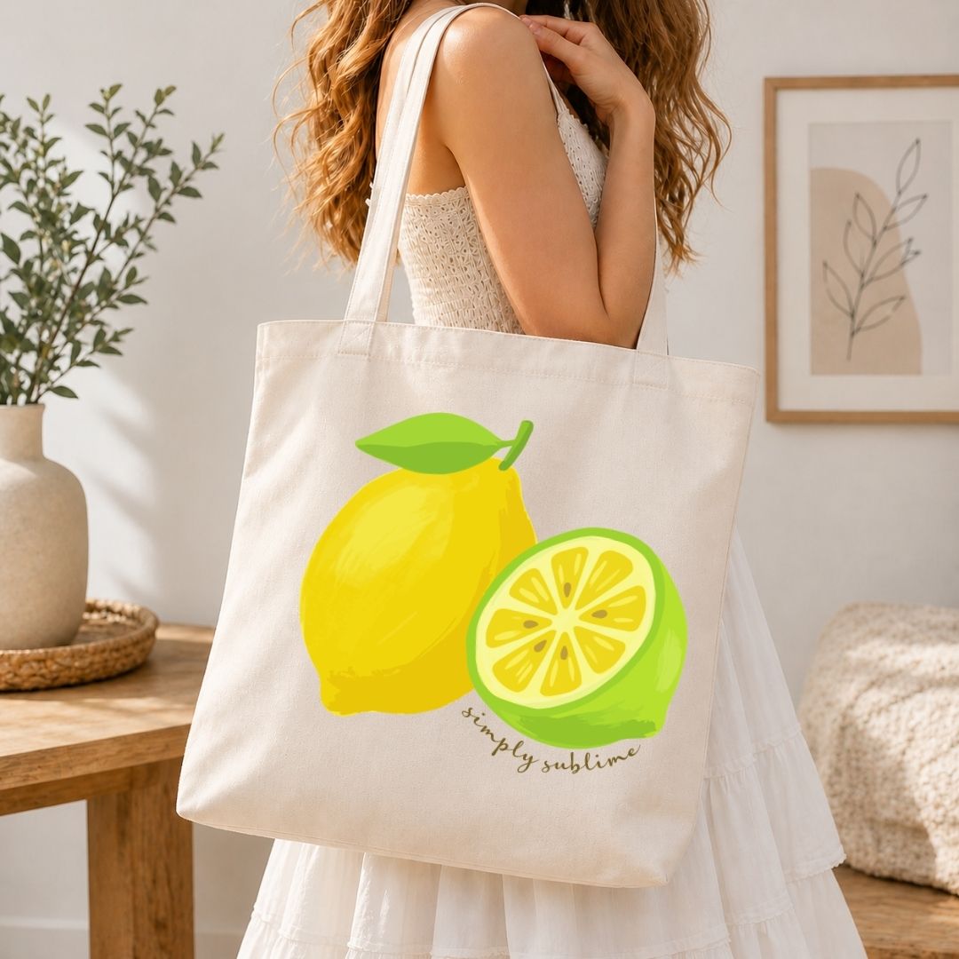 Farmers Market Grocery Tote Bag Design, Cute Lemon Lime SVG, Simply Sublime Fruit Clipart PNG