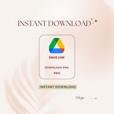 Promotional listing image with a Google Drive icon stating "Instant Download" and "Download PNG" for digital design files.