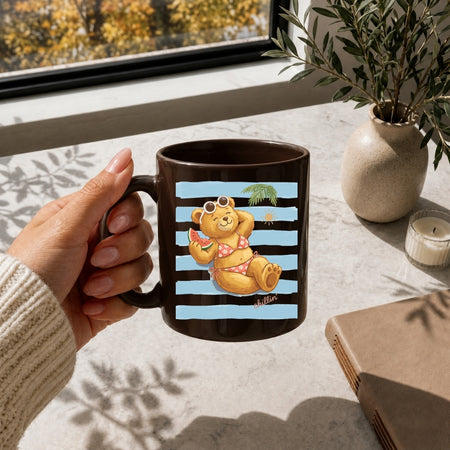 Vacation Chillin Bear PNG | Ceramic Coffee Mug Sublimation Wrap Design
