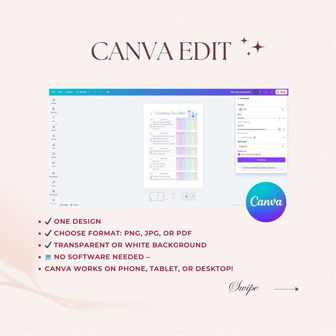 Canva Edit software interface with color selection tool on a light background