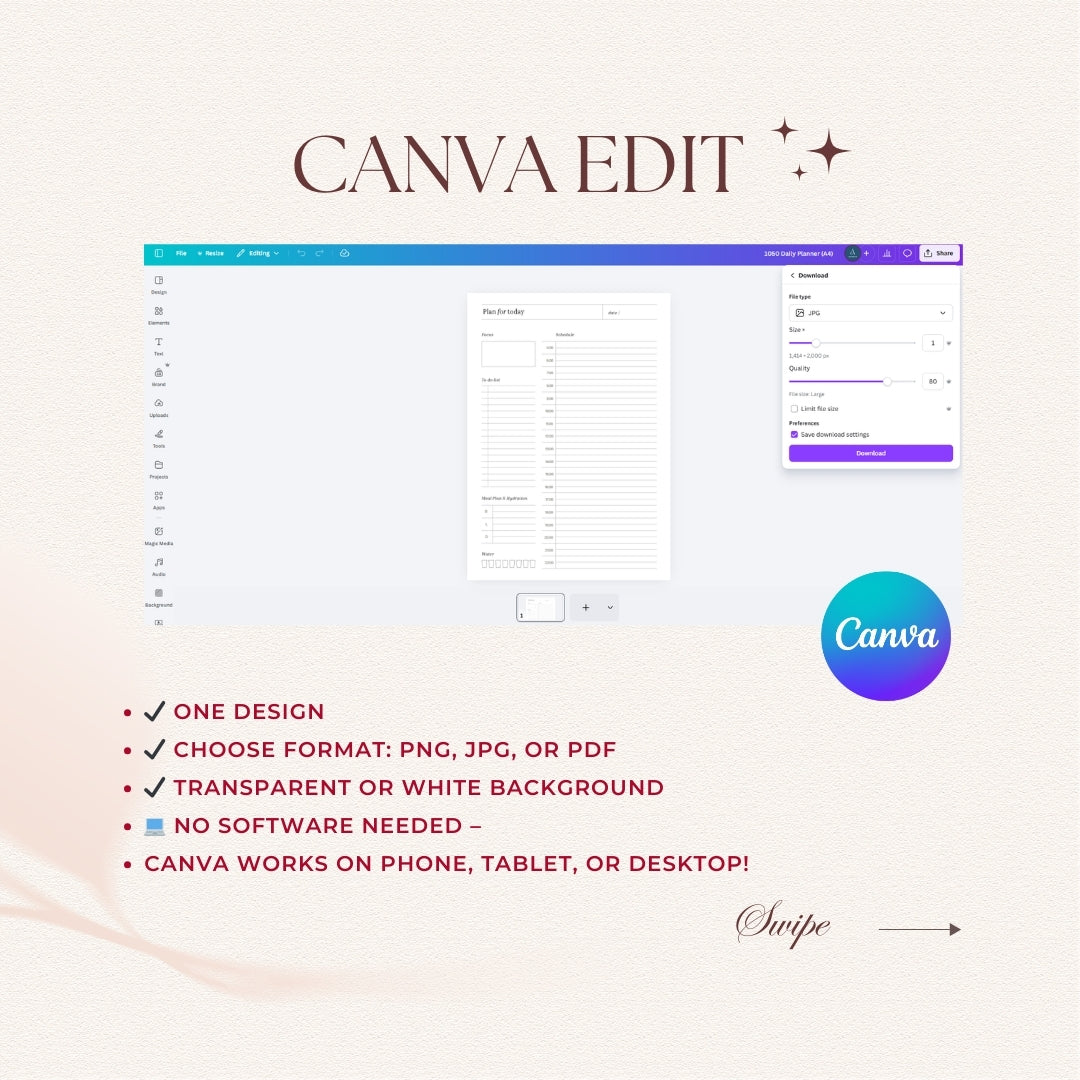 Canva Edit software interface with Canva logo on a light background