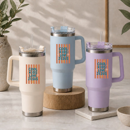 Faithful Cool Kids Love Jesus PNG | Striped Travel Tumbler Cup Sublimation Wrap