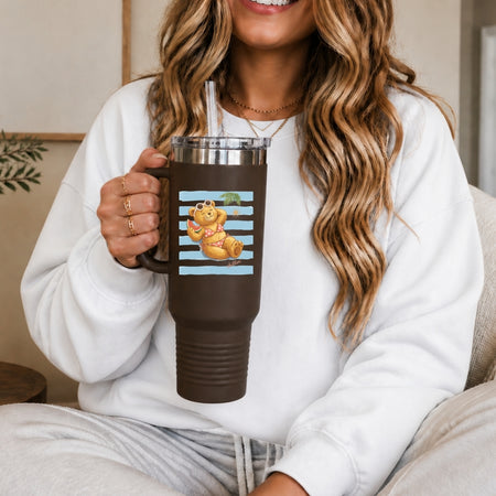 Beach Vibe Bikini Bear PNG | 40oz Travel Tumbler Cup Sublimation File