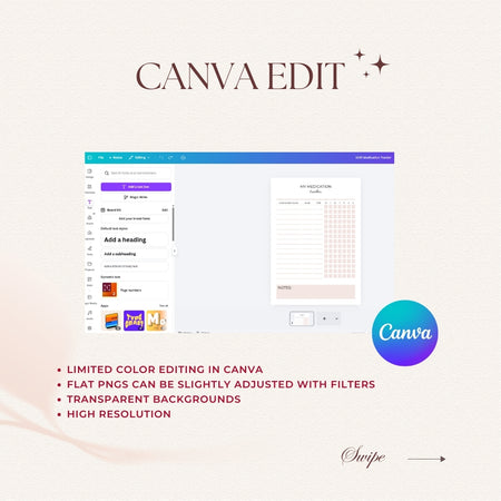 Canva editing software interface with text on a light background