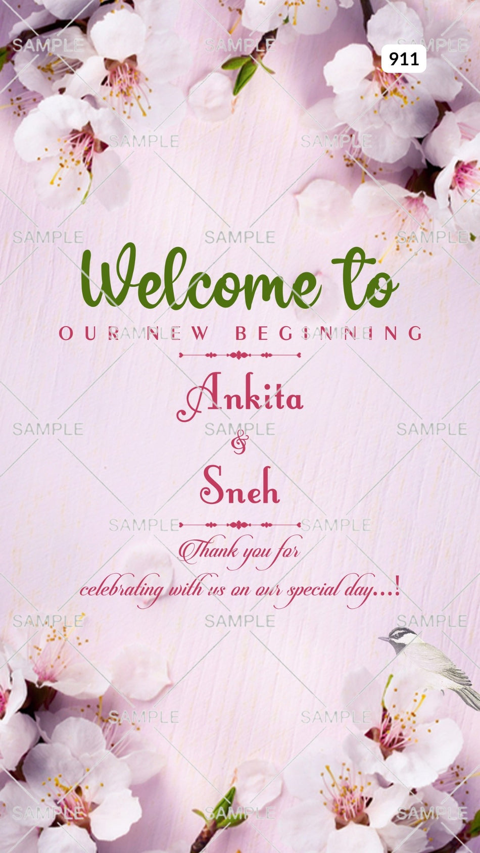 Save the Date card Canva Editable Template in english language with flowers as floral theme design 911