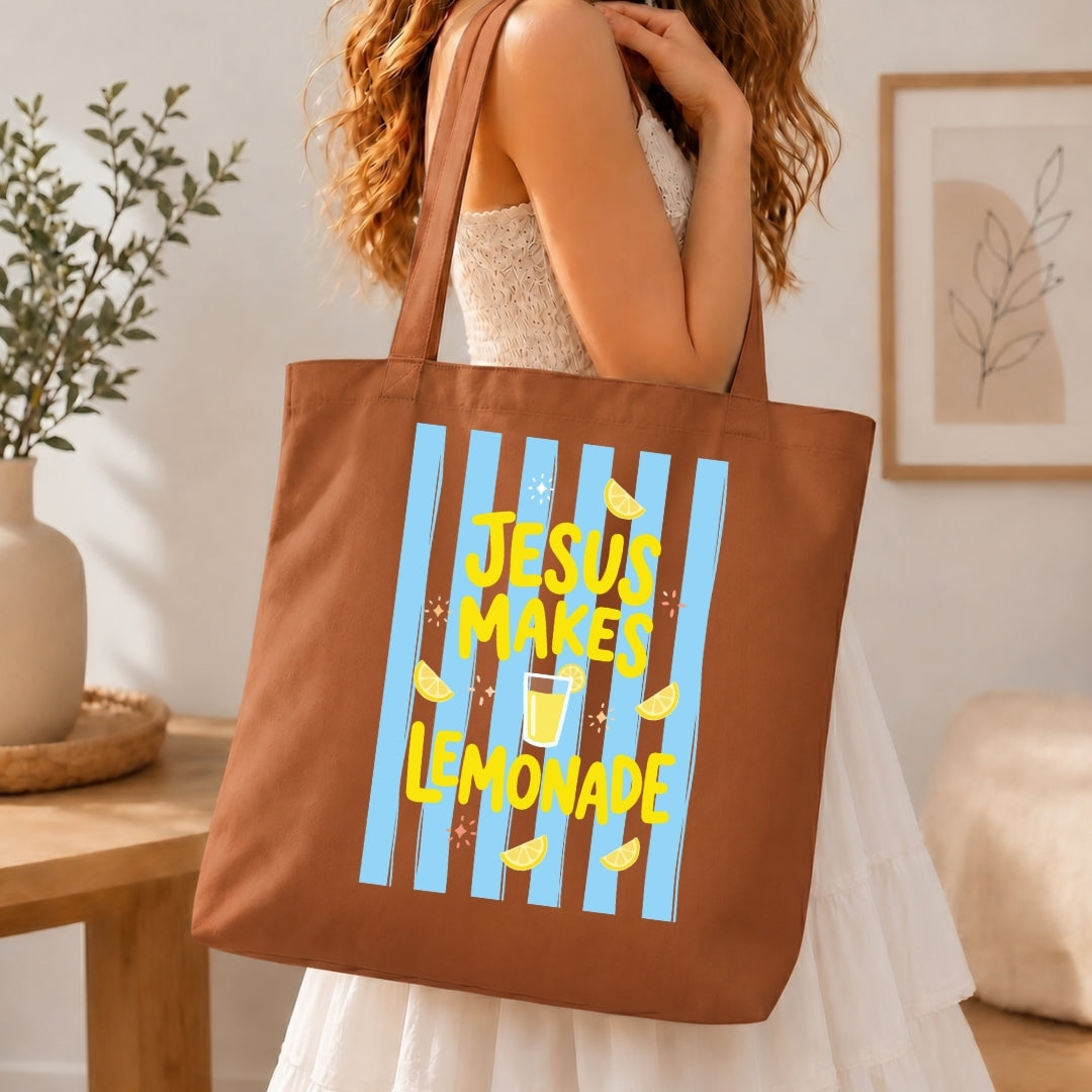 Retro Striped Jesus Makes Lemonade PNG | Canvas Tote Bag Sublimation Design