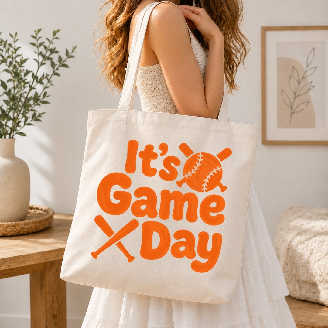 Retro It's Game Day Baseball PNG | Canvas Tote Bag Sublimation Graphic