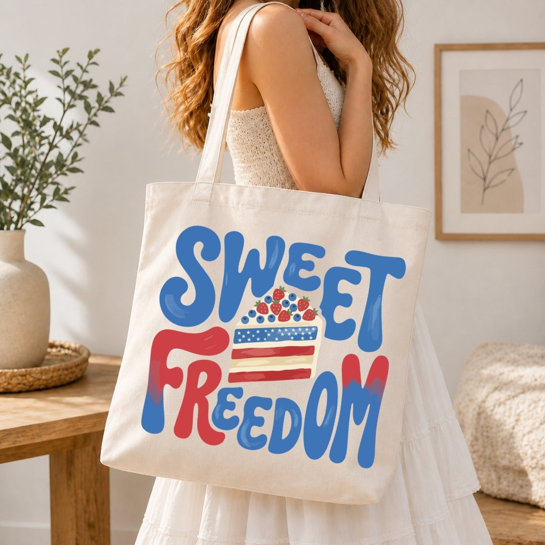 Vintage Sweet Freedom PNG | Canvas Tote Bag Patriotic Sublimation Design