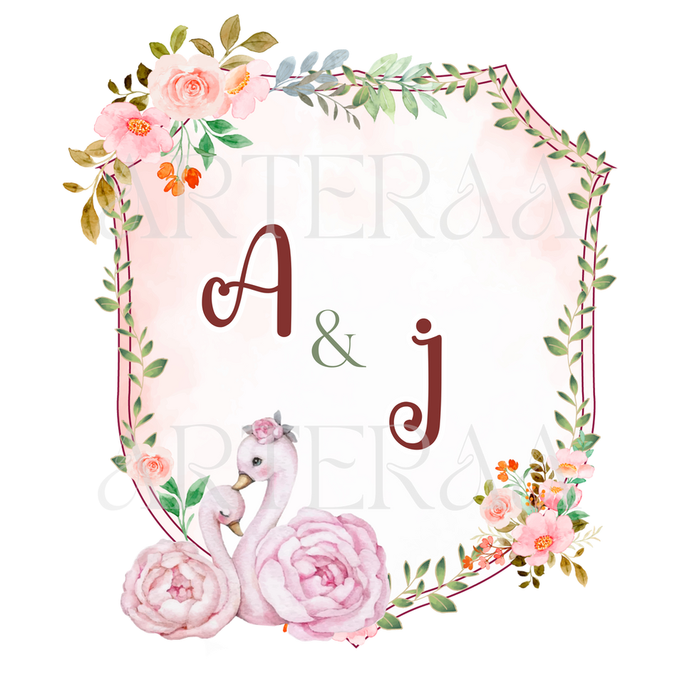 AJ Wedding couple Logo PNG | 5 Monogram Designs | Digital Download for Cards & Invites