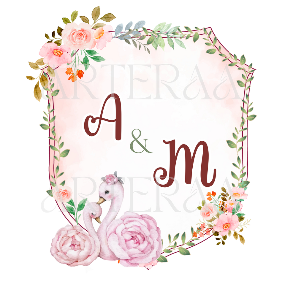 AM Wedding couple Logo PNG | 5 Monogram Designs | Digital Download for Cards & Invites