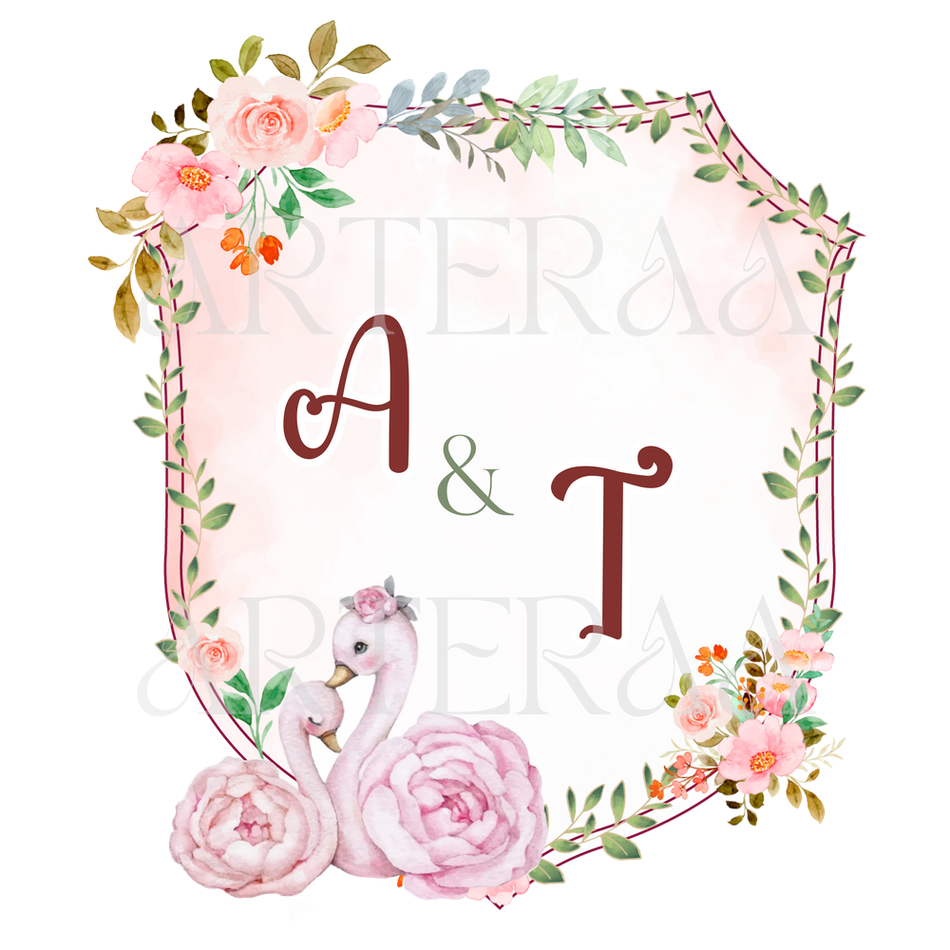 AT Wedding couple Logo PNG | 5 Monogram Designs | Digital Download for Cards & Invites