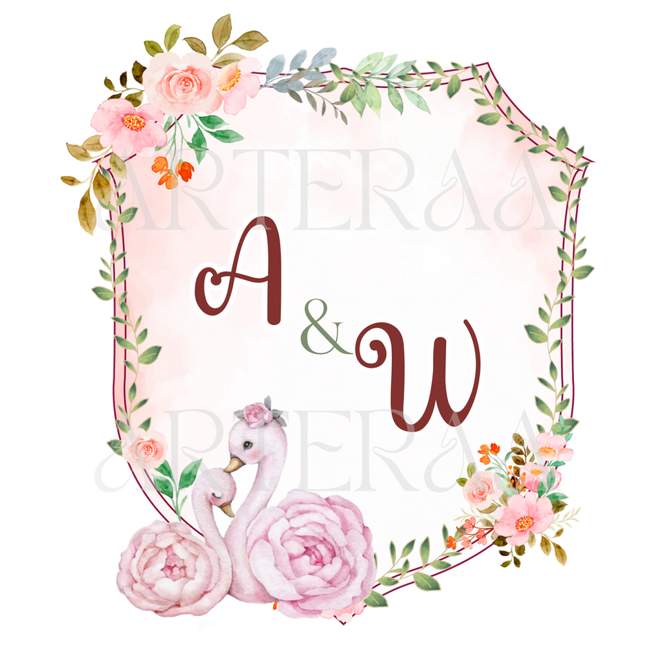 AW Wedding couple Logo PNG | 5 Monogram Designs | Digital Download for Cards & Invites
