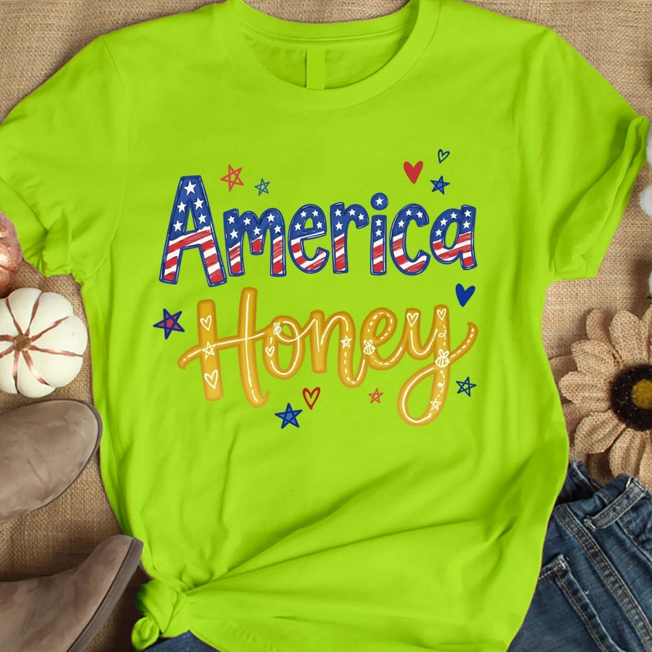 America Honey PNG, Patriotic Fourth of July Design, USA Shirt Graphic, Independence Day Sublimation, Retro Americana Digital Download A 1587