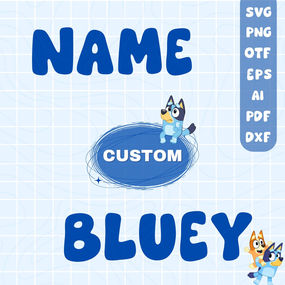 Bluey Font Alphabet & Numbers PNG | 36 Blue Dog Sublimation Designs | Kids Letters | Instant Download - C45