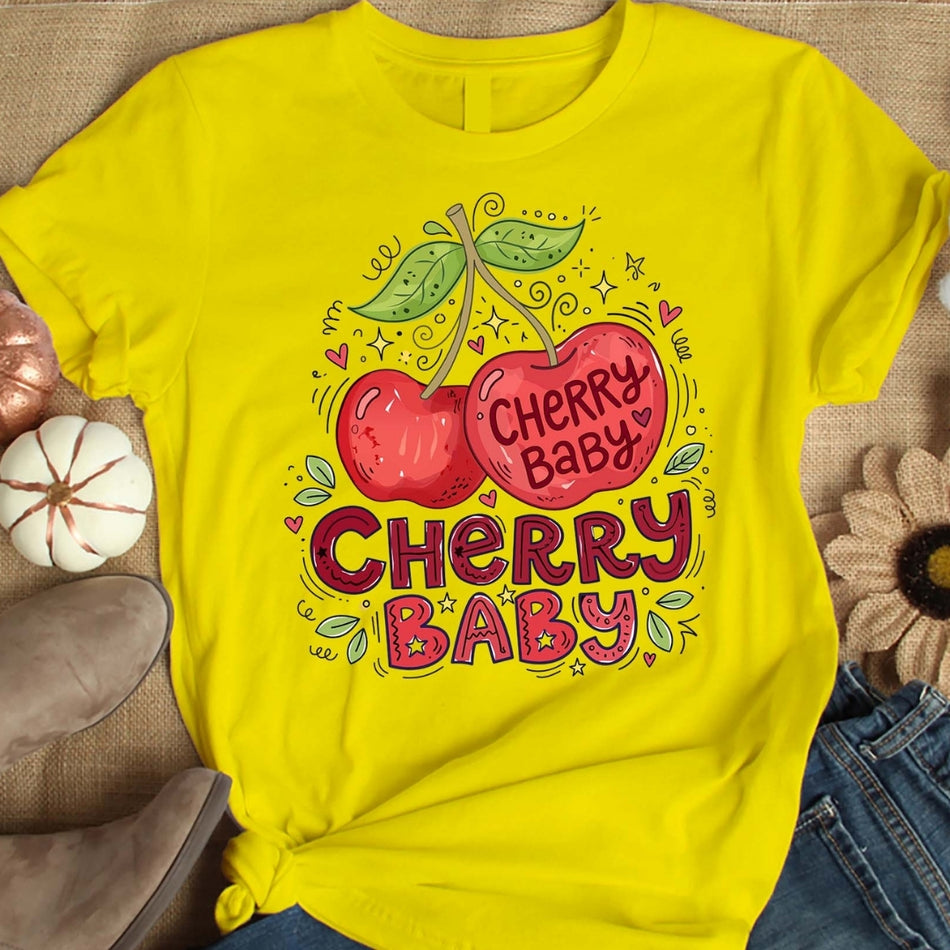Cherry Baby PNG, Cute Cherry Sublimation Design, Coquette Fruit Graphic, Retro Summer Aesthetic, Digital Download, Shirt Print File A 1590
