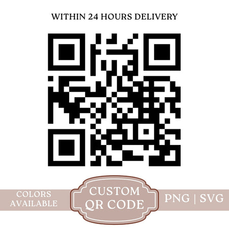 QR code with text 'Within 24 Hours Delivery' and 'Custom QR Code' on a white background.