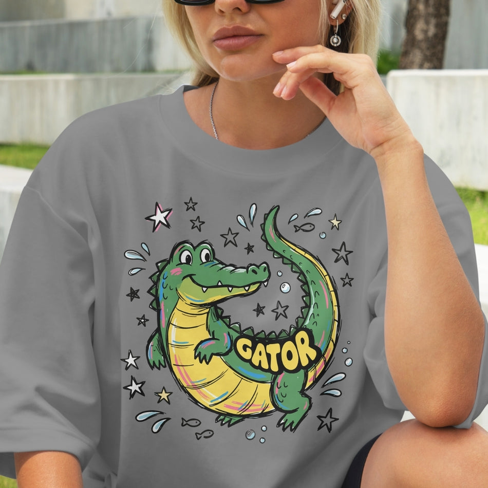 Cute Gator SVG PNG, Funny Alligator Shirt Design, Cartoon Crocodile Sublimation, Kids Animal Graphic, Trendy Reptile Digital Download  A1505