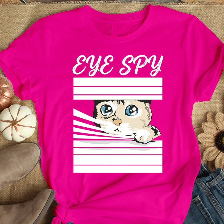 Eye Spy Cat Png, Funny Cat Sublimation Design, Cute Kitty Shirt Graphic, Cat Lover Meme Png, Vintage Cat T-Shirt Design, Instant Download A 1554