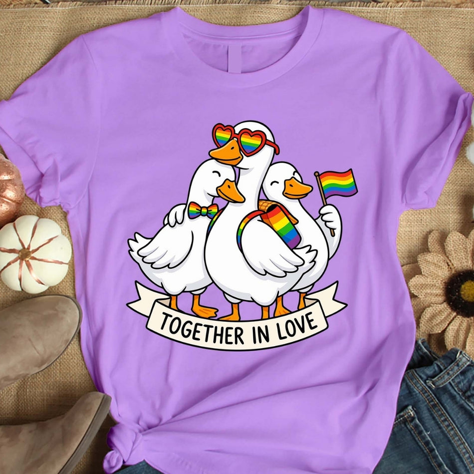 Pride Goose Shirt PNG Bundle, LGBTQ Together In Love Sublimation Design, Cute Rainbow Duck TShirt Graphic, Pride Month Digital Download A1660