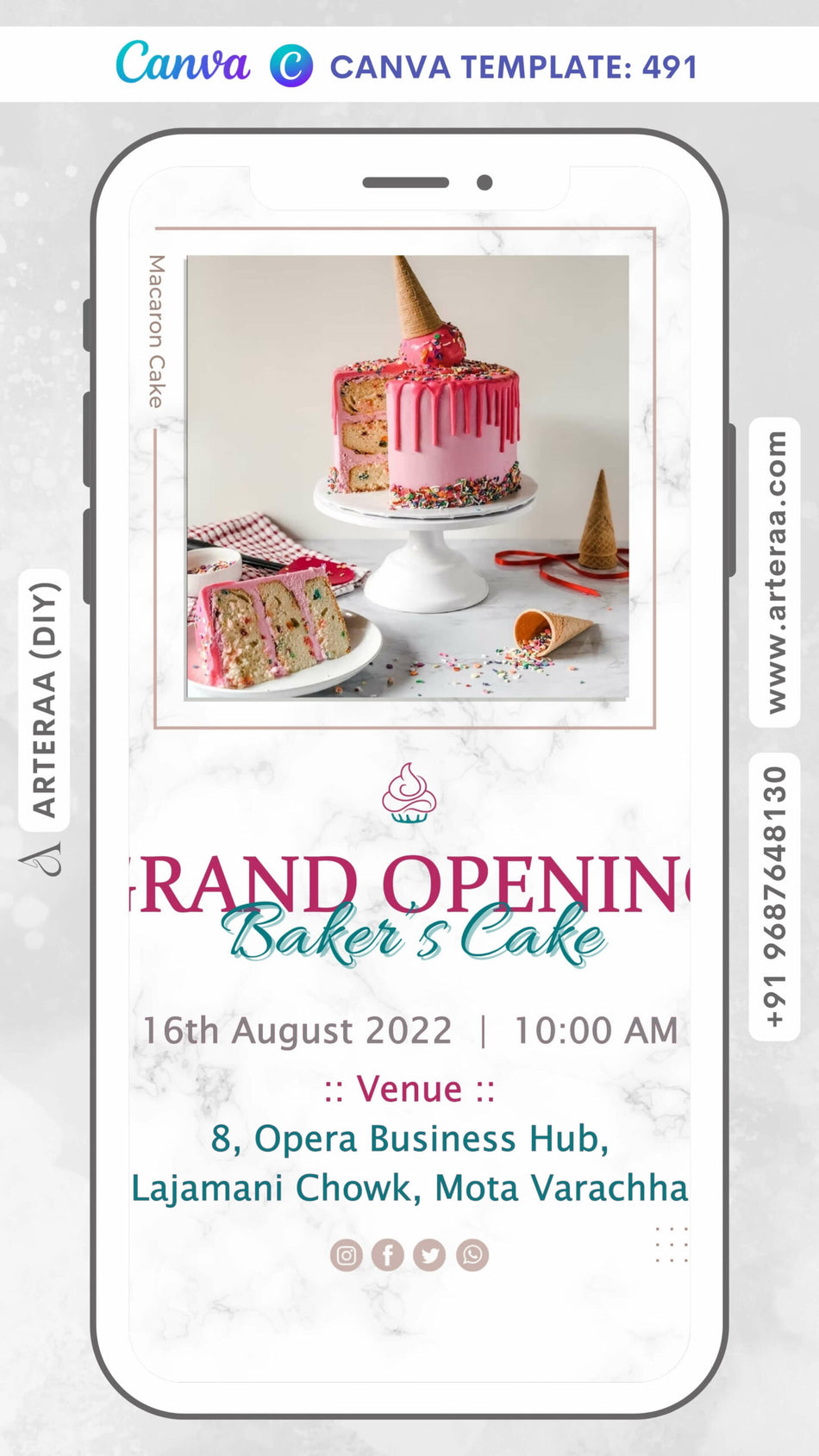 Digital Grand Opening Invitation Of Indian Family In English Language With Modern Theme Canva Editable Template design no - 491