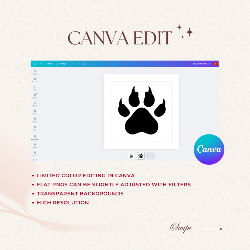 Paw Print PNG Bundle | Dog Paw & Cat Paw Print | Sublimation & Cut Files | Instant Download - C38