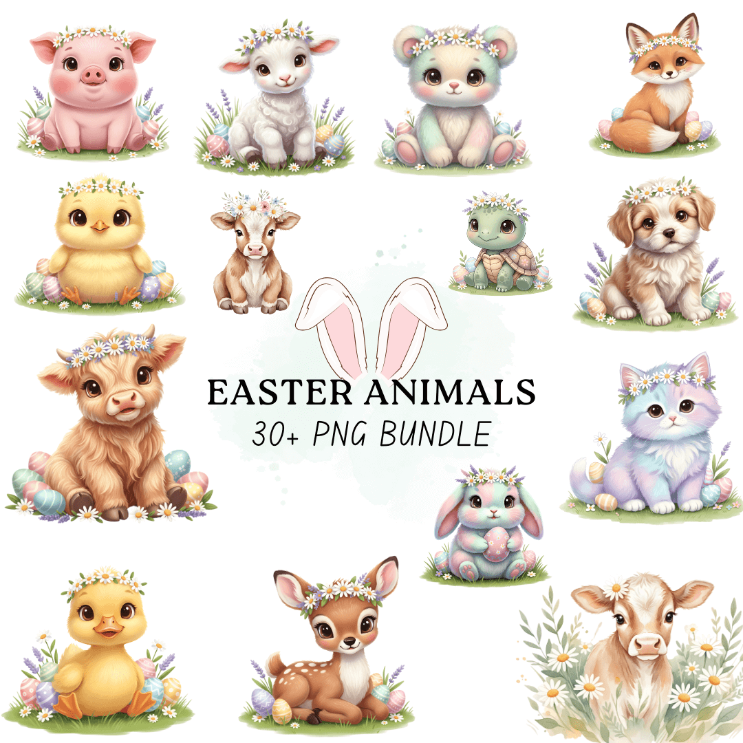 EasterAnimalsClipartBundleSpringPNGImagesDownload